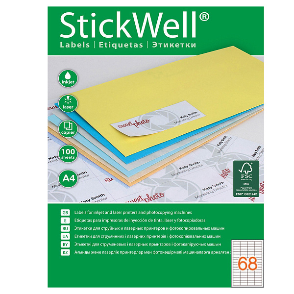 С/КЛ.ЭТ-КИ 48.5*16.9, 68UP А4/100Л ЭКОНОМ APLI/STICKWELL /10/