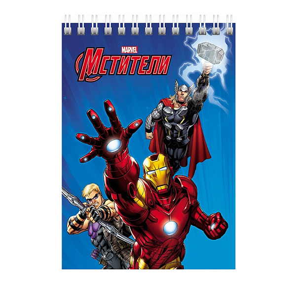 БЛОКНОТ 40 Л, А6, КЛ, ХАТБЕР. MARVEL. МСТИТЕЛИ, МЕЛ. ОБЛ. УФ-ЛАК, НА ГРЕБНЕ /6/96/