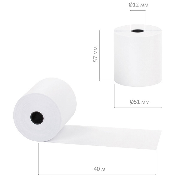 БУМАГА КАССОВАЯ 57*40*12 ТЕРМО BRAUBERG /12/