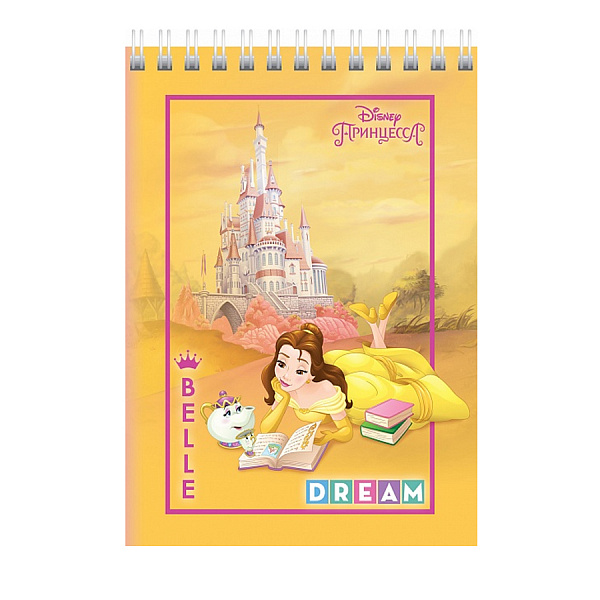 БЛОКНОТ 40 Л, А6, КЛ, ХАТБЕР. DISNEY. ПРИНЦЕССЫ, МЕЛ. ОБЛ. УФ-ЛАК, НА ГРЕБНЕ /6/96/