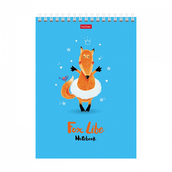 БЛОКНОТ 96 Л, А5, КЛ, ХАТБЕР. FUNNY FOX, ТОН. БЛОК ГОЛУБОЙ, ГЛЯНЦ. ЛАМ. НА ГРЕБНЕ /4/48/