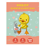 НАБОР Д/ТВОРЧЕСТВА БУМАГА ЦВ. 08 Л+КАРТОН ЦВ. 08 Л, ЭКСМО. ЧИСТЮЛЯ, ПАПКА С КАРМАНОМ /45/