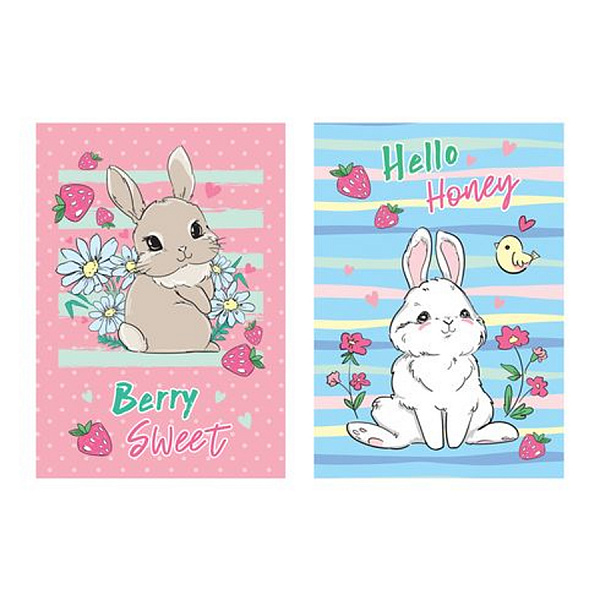 БЛОКНОТ-БИЗНЕС 64 Л, А6, КЛ, SWEET BUNNY, ИНТЕГР. ПЕРЕП. МАТ. ЛАМ. БЛЕСТКИ, АССОРТИ /20/40/