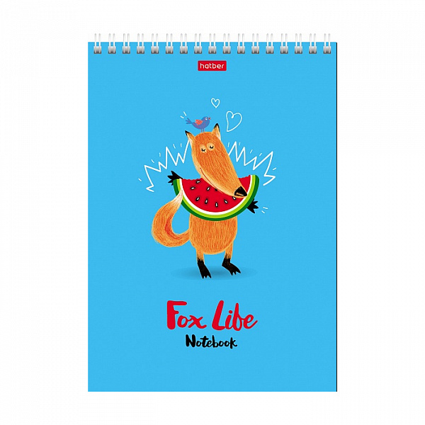 БЛОКНОТ 96 Л, А5, КЛ, ХАТБЕР. FUNNY FOX, ТОН. БЛОК ГОЛУБОЙ, ГЛЯНЦ. ЛАМ. НА ГРЕБНЕ /4/48/