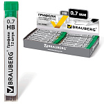ГРИФЕЛЬ ДЛЯ АВТ. КАРАНДАША, 0,7 ММ, HB, 12 ШТ, BRAUBERG HI-POLYMER /36/
