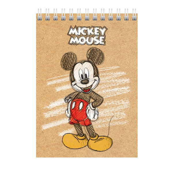 БЛОКНОТ 40 Л, А6, КЛ, ХАТБЕР. DISNEY. МИККИ МАУС, МЕЛ. ОБЛ. УФ-ЛАК, НА ГРЕБНЕ /6/96/
