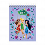 БЛОКНОТ 40 Л, А6, КЛ, ХАТБЕР. DISNEY. ФЕИ, МЕЛ. КАРТОН, УФ-ЛАК, НА ГРЕБНЕ /6/96/