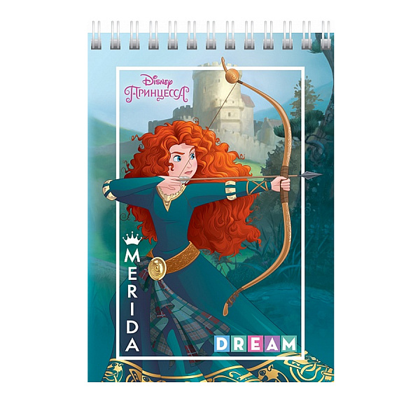 БЛОКНОТ 40 Л, А6, КЛ, ХАТБЕР. DISNEY. ПРИНЦЕССЫ, МЕЛ. ОБЛ. УФ-ЛАК, НА ГРЕБНЕ /6/96/