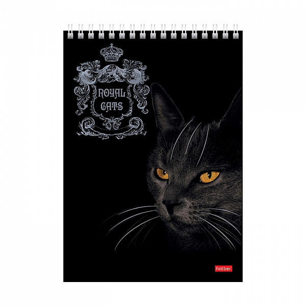 БЛОКНОТ 80 Л, А5, ХАТБЕР. ROYAL CATS, МАТ. ЛАМИН. 3D ФОЛЬГА, НА ГРЕБНЕ /4/56/