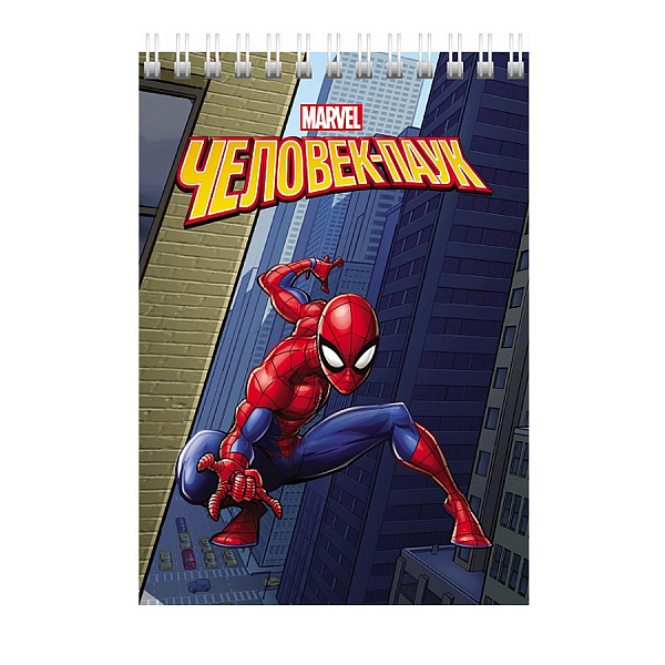 БЛОКНОТ 40 Л, А6, КЛ, ХАТБЕР. MARVEL. ЧЕЛОВЕК-ПАУК, МЕЛ. ОБЛ. УФ-ЛАК, НА ГРЕБНЕ/6/96/