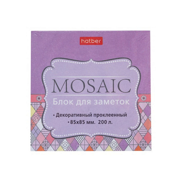 БЛОК Д/ЗАПИСИ 85*85 ММ, ХАТБЕР. MOSAIC, В ПЛЕНКЕ /50/