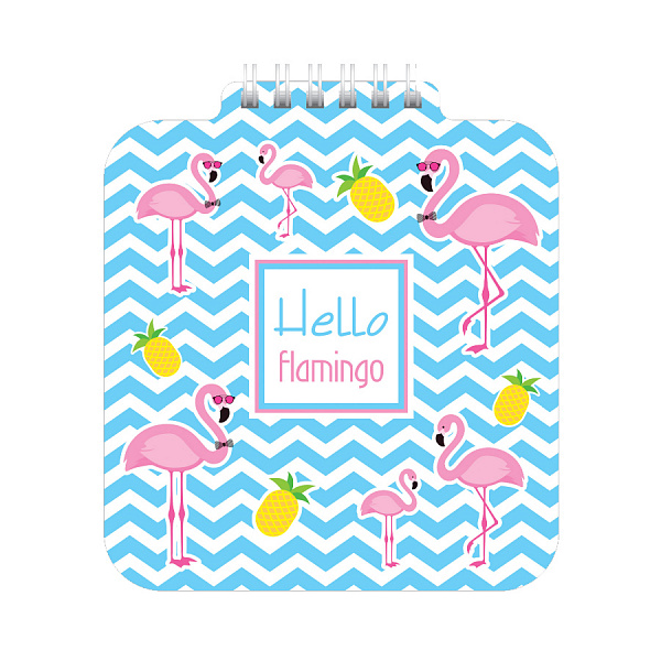 БЛОКНОТ 60 Л, А6, ХАТБЕР. HELLO FLAMINGO, ФИГУР. ВЫСЕЧКА, НА ГРЕБНЕ /10/120/