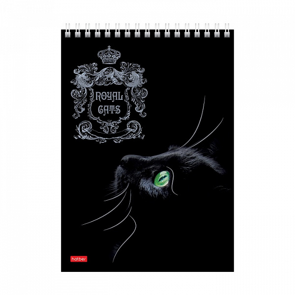 БЛОКНОТ 80 Л, А5, ХАТБЕР. ROYAL CATS, МАТ. ЛАМИН. 3D ФОЛЬГА, НА ГРЕБНЕ /4/56/
