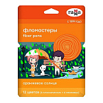 ФЛОМАСТЕРЫ НАБ. 12 ЦВ. /6+6 НЕОН/, ГАММА. ОРАНЖЕВОЕ СОЛНЦЕ, СМЫВАЕМЫЕ, К/К, Е/П /24/