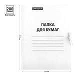 ПАПКА ДЛЯ БУМАГ НА ЗАВЯЗКАХ, А4, 380 Г/М, OFFICE SPACE, ДО 200 Л, БЕЛАЯ, МЕЛ. /150/