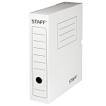 КОРОБ АРХИВНЫЙ, 75 ММ, STAFF, ДО 700 Л, МИКРОГОФРОКАРТОН, С КЛАПАНОМ, БЕЛЫЙ /20/