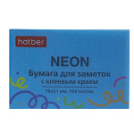 БЛОК Д/ЗАПИСИ 76*51 ММ, 100Л, ХАТБЕР NEON, ГОЛУБОЙ /12/