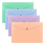 КОНВЕРТ ПЛАСТ. НА КНОПКЕ, A4, ЕRICHКRAUSE MATT PASTEL BLOOM, 0,18 ММ, НЕПРОЗР. АССОРТИ /12/240/ РФ