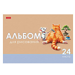 АЛЬБОМ Д/РИС. 24 Л. А4, ХАТБЕР. КОТ И МЫШЬ, ВЫБ. ЛАК, НА СКОБЕ /11/55/ 