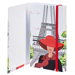 ЗАПИСНАЯ КНИЖКA 80-50 Л, А6, ХАТБЕР. УВИДЕТЬ ПАРИЖ! ТВ. ОБЛ. КЛАПАН, НА РЕЗИНКЕ, НА ГРЕБНЕ /28/