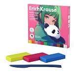 ПЛАСТИЛИН 12 ЦВ. ERICHKRAUSE PANDA HUGS, 180 Г, СО СТЕКОМ, АССОРТИ, К/К /24/ РФ