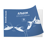 АЛЬБОМ Д/РИС. 32 Л. A4, ERICHKRAUSE CATS, ICE METALLIC СИНИЙ, ПЛАСТ. ОБЛ. НА СКОБЕ /2/32/