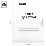 ПАПКА ДЛЯ БУМАГ НА ЗАВЯЗКАХ, А4, 220 Г/М, OFFICE SPACE, ДО 200 Л, БЕЛАЯ, НЕМЕЛ. /200/