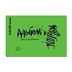 АЛЬБОМ Д/РИС. 32 Л. A4, ERICHKRAUSE ZEBRA, NEON ЗЕЛЕНЫЙ, ПЛАСТ. ОБЛ. НА СКОБЕ /2/32/