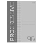 ТЕТРАДЬ 96 Л, А4, КЛ. ХАТБЕР. PROGRESSIVE. СЕРАЯ, ПЛАСТ. ОБЛ. НА СКОБЕ /3/24/