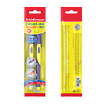Набор из 2 ручек шариковых ErichKrause ErgoLine® Kids Stick&Grip Neon 0.5, Super Glide Technology, цвет чернил синий, желтый грип (в пакете)