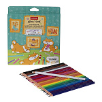 КАРАНДАШИ ЦВ. 24 ШТ, ХАТБЕР. ART-TIME, ПЛАСТ. ТРЕХГРАН. СТИРАЕМ. ЗАТОЧЕН. +КАРАНДАШ-ЛАСТИК,К/К/6/72/