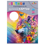 КАРТОН ЦВЕТНОЙ А4, 10 Л, 10 ЦВ. ЯРКИЙ ВОЛК, ДВУХСТОРОН. МЕЛ. /60/