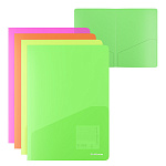 УГОЛОК А4. ПЛАСТ. ERICHKRAUSE GLOSSY NEON, 0,18 ММ, 2 КАРМАНА, ПОЛУПРОЗР. АССОРТИ /12/324/ РФ