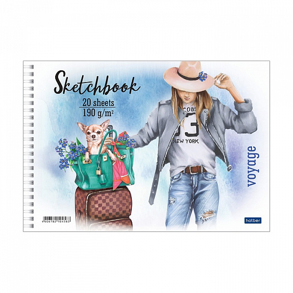АЛЬБОМ Д/ РИС. /СКЕТЧБУК/, 20 Л, А4, PREMIUM. HAPPY TIME, ЖЕСТКАЯ ПОДЛОЖКА, НА  ГРЕБНЕ /4/24/
