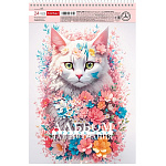 АЛЬБОМ Д/РИС. 24 Л. А4, ХАТБЕР. SPRING CAT, ПЕРФ. НА СПИРАЛИ /5/50/