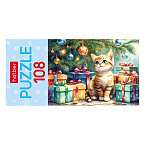 ИГРА ПАЗЛЫ ХАТБЕР. 108 ЭЛЕМЕНТОВ, А4, КОТИК С ПОДАРКАМИ, 300*210ММ /12/