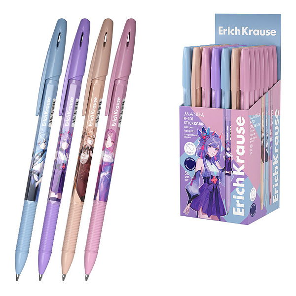 РУЧКА ШАР. ERICHKRAUSE R-301 STICK&GRIP MANGA 0.7, СИНИЙ /50/400/3200/