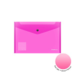 КОНВЕРТ ПЛАСТ. НА КНОПКЕ, B5, ERICHKRAUSE ТЕКСТУРА ЗЕРКАЛО НЕОН, 0.18 ММ, ПОЛУПРОЗР. АССОРТИ /12/576