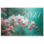 КАЛЕНДАРЬ КВАРТАЛЬНЫЙ 2027, ХАТБЕР СОЛО-ЛЮКС. НЕЖНАЯ ОРХИДЕЯ, 1 БЛОК, ОФСЕТ, ГРЕБЕНЬ /24/