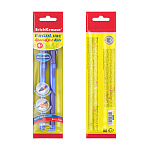 Набор из 2 ручек шариковых ErichKrause ErgoLine® Kids Stick&Grip Neon 0.5, Super Glide Techn, цвет чернил синий, син грип (в пакете)