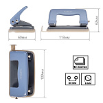 ДЫРОКОЛ ДО 12 Л. ХАТБЕР РЕКОРД, МЕТАЛЛ. С  ЛИНЕЙКОЙ, АССОРТИ /12/