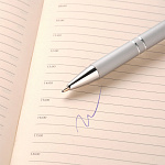 РУЧКА ШАР. PORTOBELLO ALPHA, НАЖИМ. МЕХ-ЗМ, АЛЮМИНИЙ/ХРОМ СЕРЕБРЯНЫЙ, СИНИЙ /50/