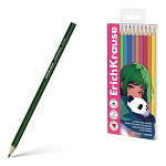 КАРАНДАШИ ЦВ. 12 ШТ, ERICHKRAUSE PANDA HUGS, ПЛАСТ. ТРЕХГРАН. 3 ММ, АССОРТИ, ПЭТ-БОКС /10/240/