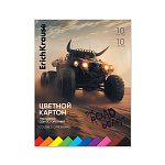 КАРТОН ЦВЕТНОЙ A4, 10 Л, 10 ЦВ, ERICHKRAUSE, ROAD BEAST, ИГРУШКА-НАБОР, ГЛЯНЦ. НА КЛЕЮ /