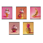 ТЕТРАДЬ 48 Л, А5, КЛ. ERICHKRAUSE GLOW FOOD, МАТ. ЛАМ. ВЫБ. УФ-ЛАК. MIX-PACK /5/100/