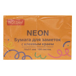 БЛОК Д/ЗАПИСИ 76*51 ММ, 100Л, ХАТБЕР NEON, ОРАНЖЕВЫЙ /12/