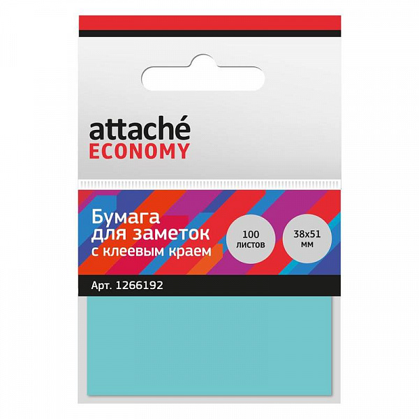 БЛОК Д/ЗАПИСИ 38*51 ММ, 100Л. ATTACHE ECONOMY, НЕОН СИНИЙ /12/