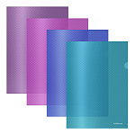 УГОЛОК А4. ПЛАСТ. ERICHKRAUSE GLOSSY VIVID, 0,18 ММ, ПОЛУПРОЗР. АССОРТИ/12/300/
