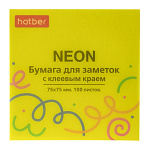 БЛОК Д/ЗАПИСИ 75*75 ММ, 100Л, ХАТБЕР NEON, ЖЕЛТЫЙ /12/