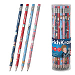 Чернографитный карандаш ErichKrause Приключения Пети и Волка, круглый, с ластиком, HB (в тубусе по 42 шт.)